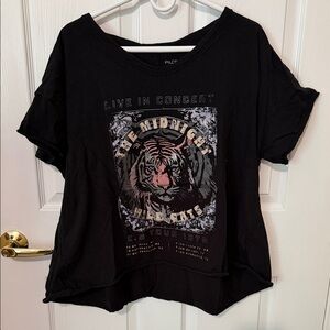 Pilcro Anthropologie Black Tiger Graphic Tee the midnight wild cats tour XL